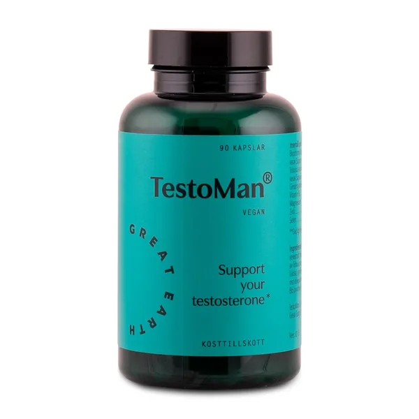 Förpackning Great Earth TestoMan, produktbild från Svensk Hälsokost
